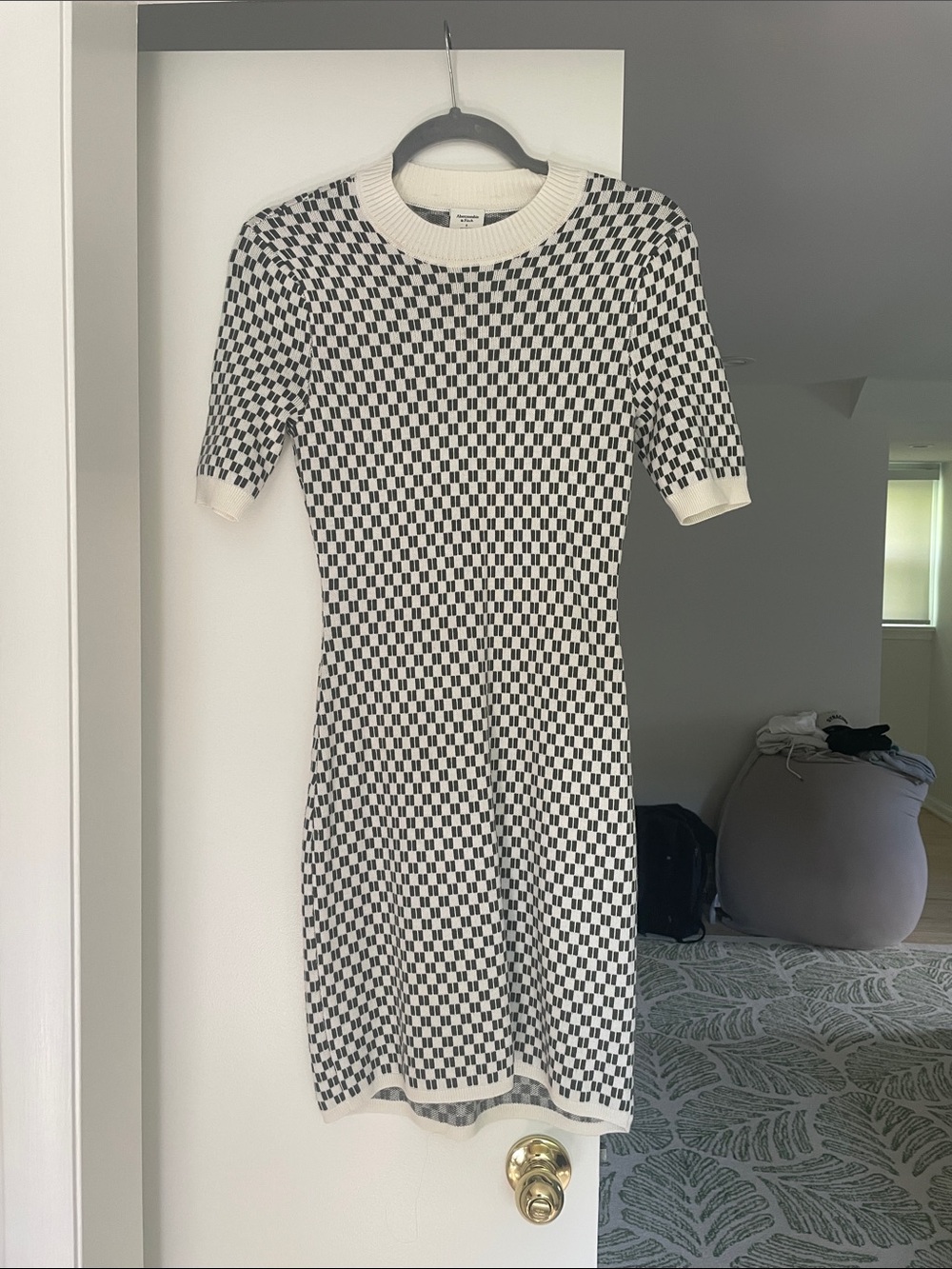 Abercrombie & Fitch Green and White Check Knit Dress